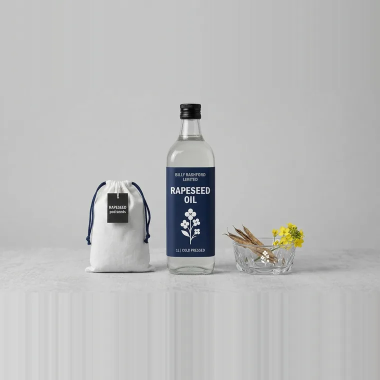 Billy Rashford Limited Rapeseed Oil bottle and cotton gift pouch